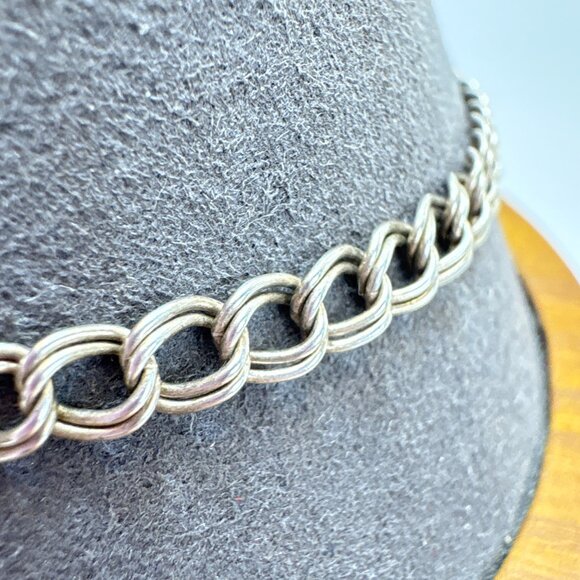 Sterling Silver 925 Double Link Chain Bracelet Lobster Clasp Size 8.25" Length - Picture 2 of 9